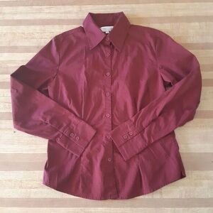 Long Sleeve Button Down Dress Shirt Burgundy
